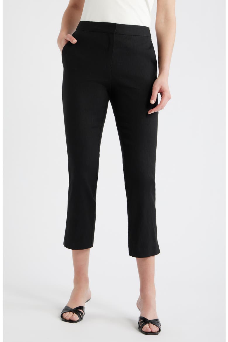 Tapria Slim Fit Crop Pants, Main, color, BLACK