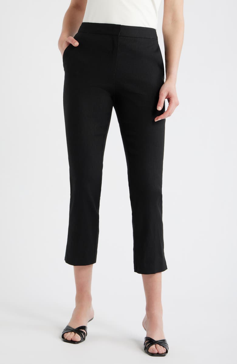 BOSS Tapria Slim Fit Crop Pants, Main, color, Black