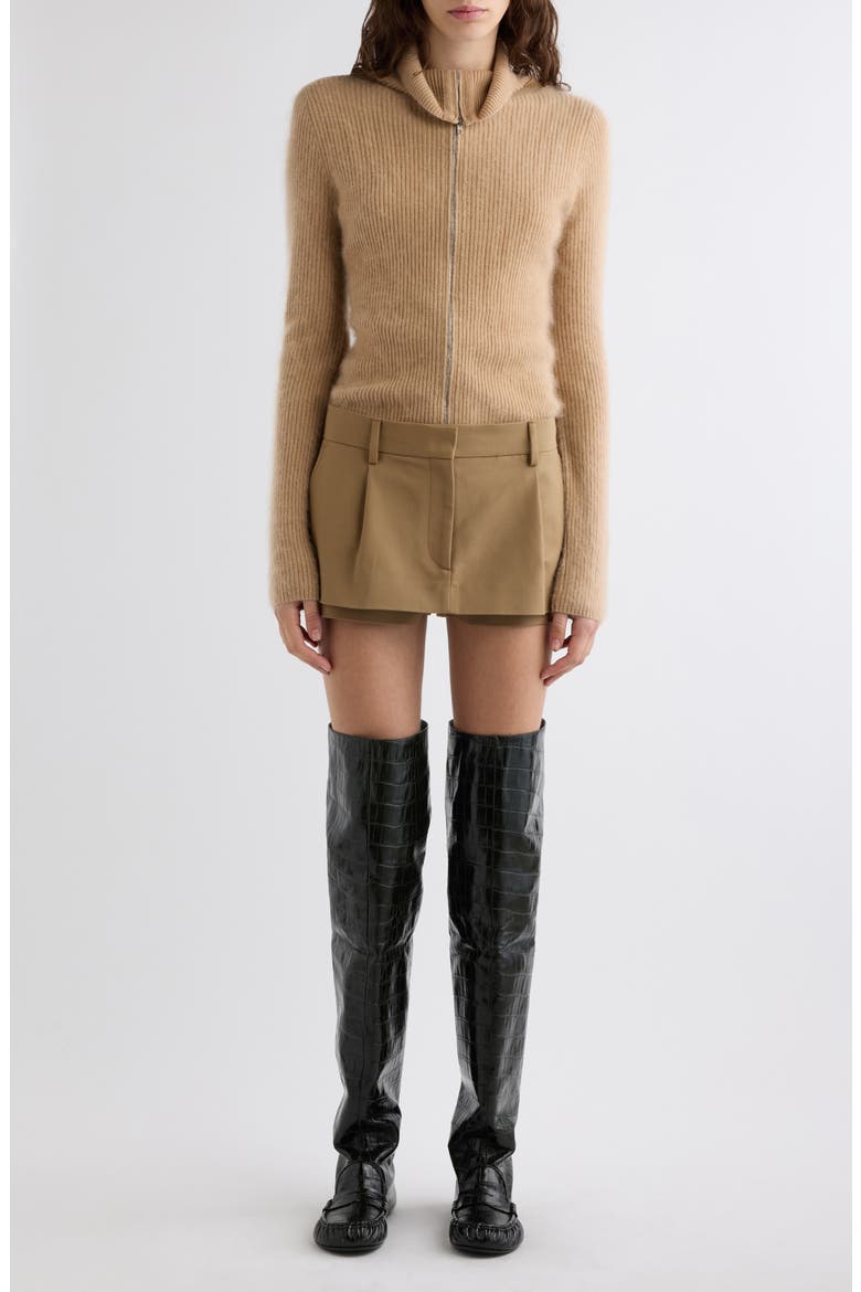 Ikka Layered Pleated Cotton Sateen Skort, Alternate, color, CAMEL BROWN