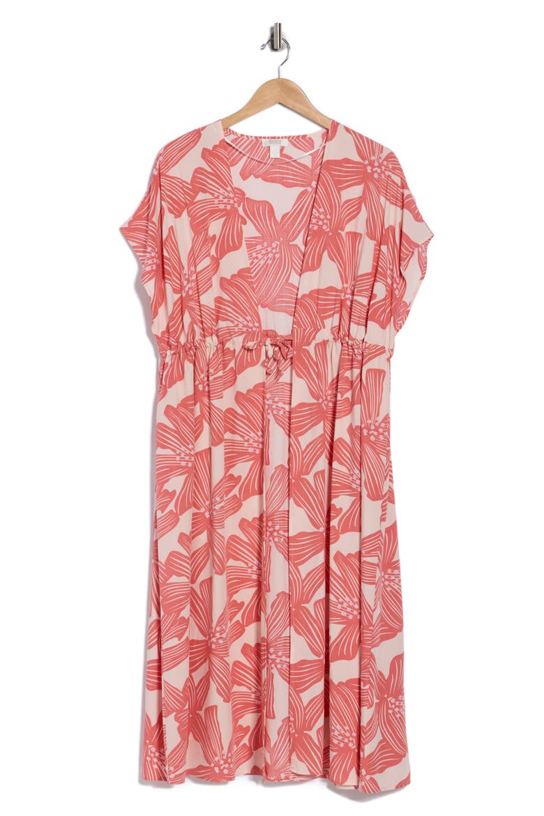 Floral Short Sleeve Cover-Up Dress, Alternate, color, PINK FLORAL MULTI