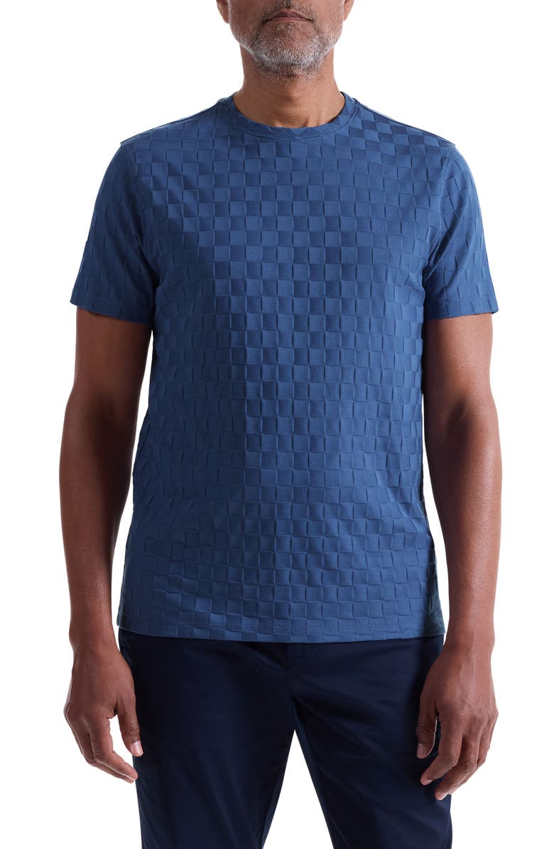 Bugatchi Geo Textured Cotton T-Shirt, Main, color, Cobalt