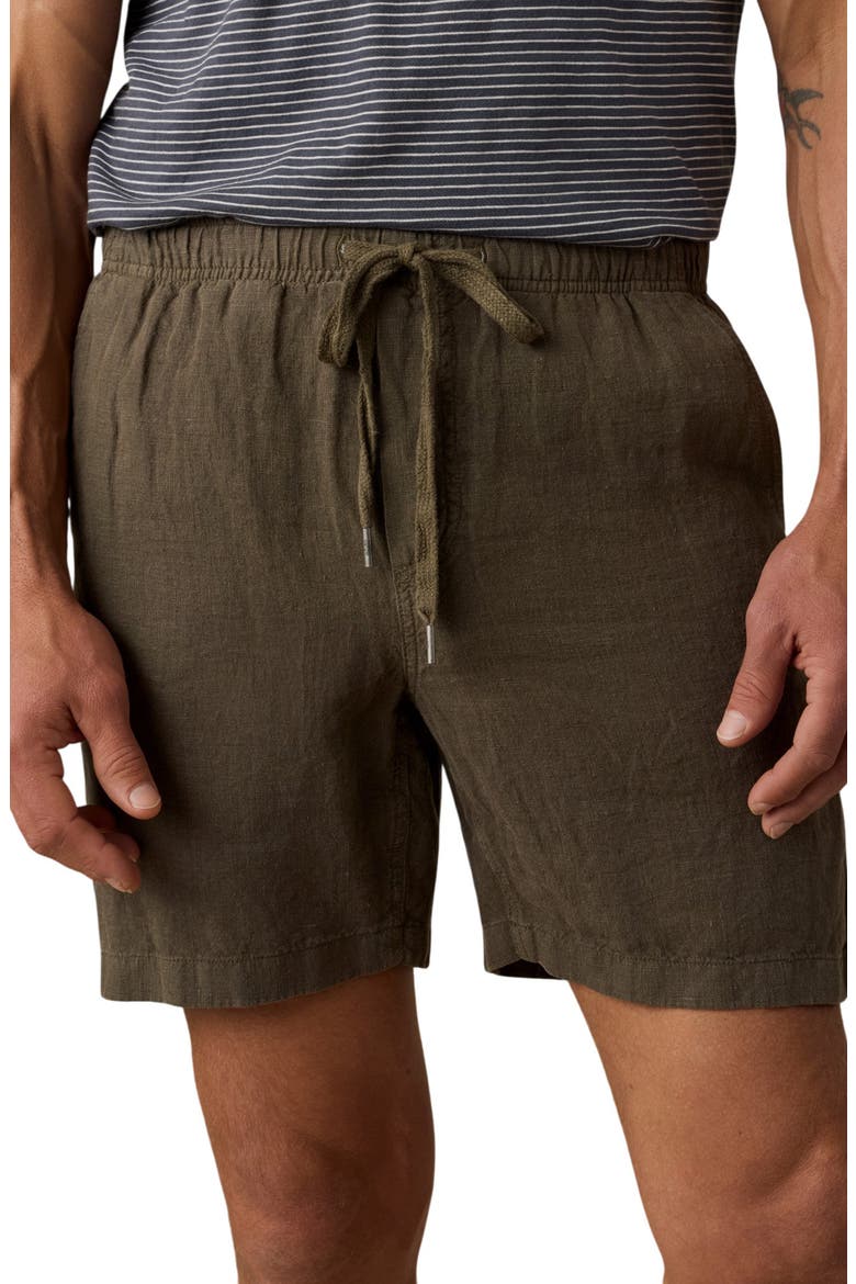Essential Linen Shorts, Alternate, color, DARK PALM