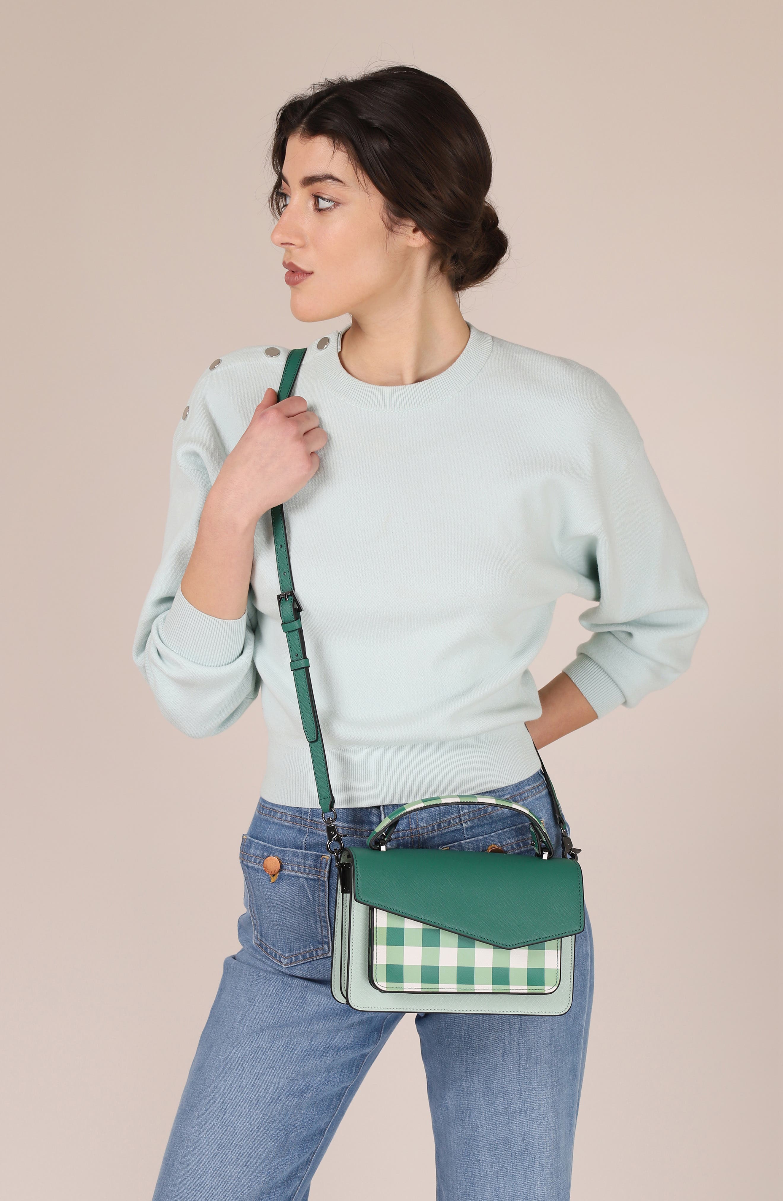 Cobble Hill Leather Crossbody Bag, Alternate, color, IVY GINGHAM