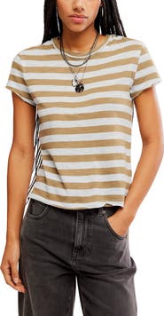 Free People Nora Stripe Linen & Cotton T-Shirt