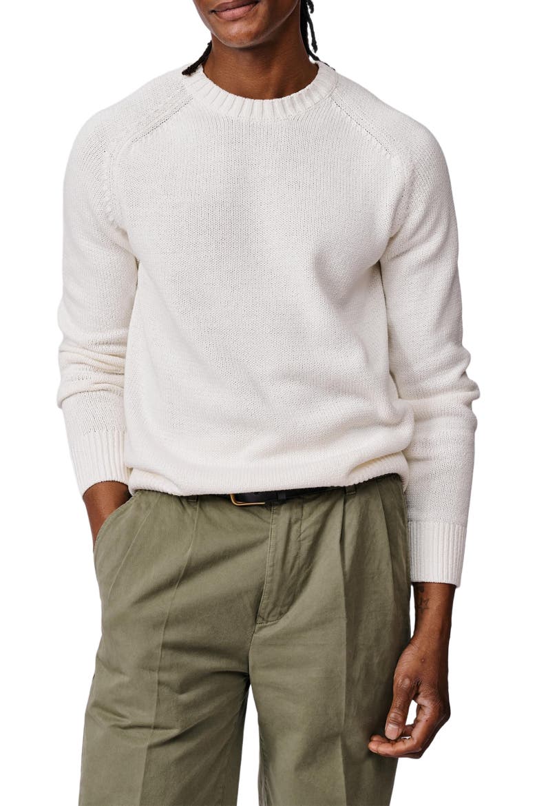 Lacey Cotton Linen Crew Neck Jumper, Alternate, color, Ecru