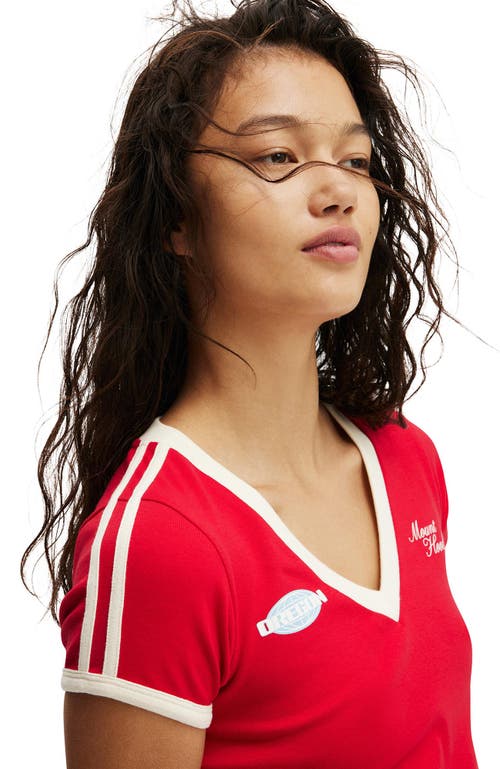 Cotton On V Neck Retro Baby Graphic Tee In Red