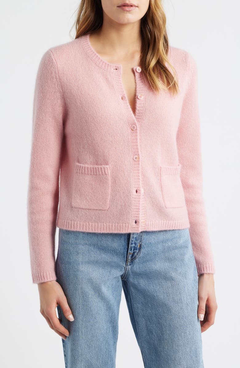 MARGARET O'LEARY Coco Cashmere & Silk Pocket Cardigan, Main, color, Tea Rose