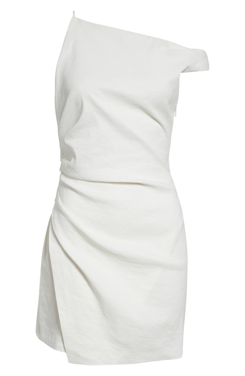 A.L.C. Leia One-Shoulder Linen Blend Dress, Alternate, color, White