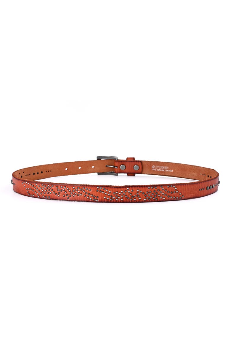 Stardust Genuine Leather Studded Vintage Finish Belt, Alternate, color, Camel