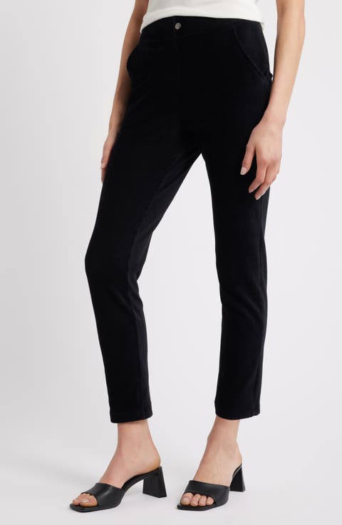 High Waist Corded Knit Straight Leg Pants