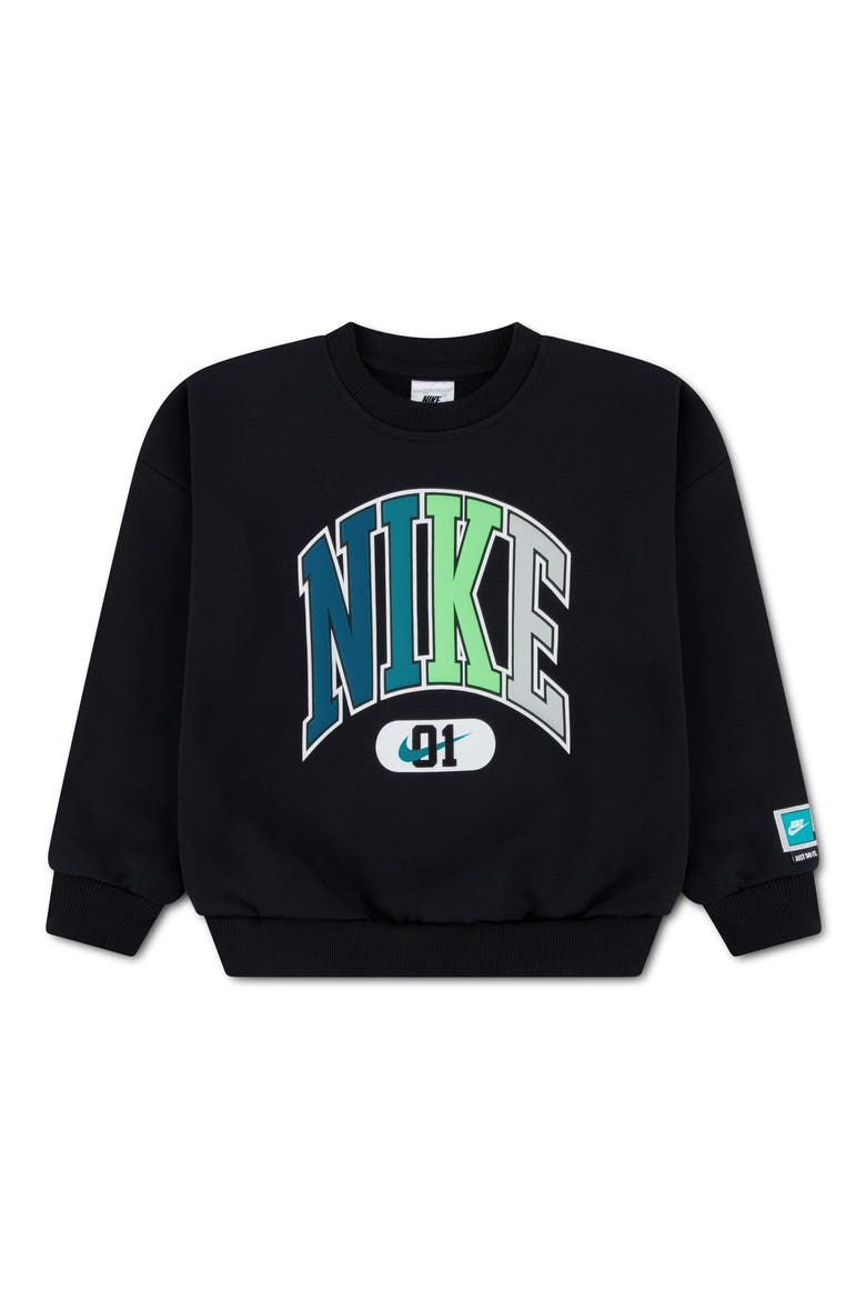 Kids' Graphic Crewneck Sweatshirt, Main, color, BLACK