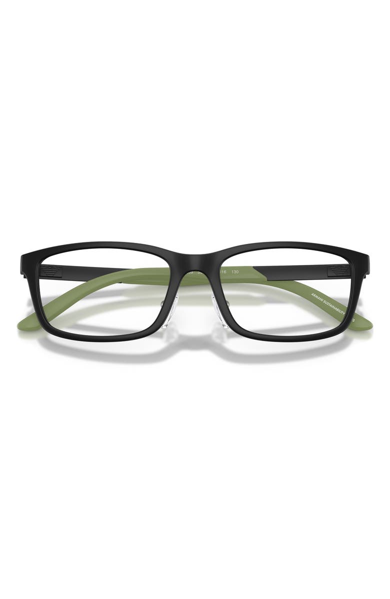 Emporio Armani 47mm Rectangle Optical Glasses, Alternate, color, Matte Black / Demo Lens