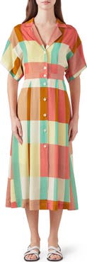 LK Bennett Izzy Block Print Midi Shirtdress