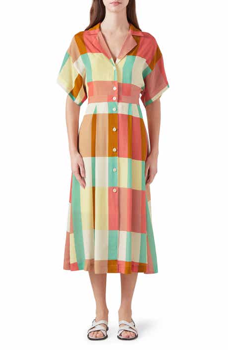 LK Bennett Izzy Block Print Midi Shirtdress