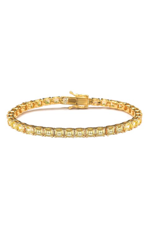 Asscher Cut Yellow Cubic Zirconia Tennis Bracelet