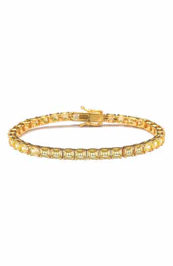 Asscher Cut Yellow Cubic Zirconia Tennis Bracelet