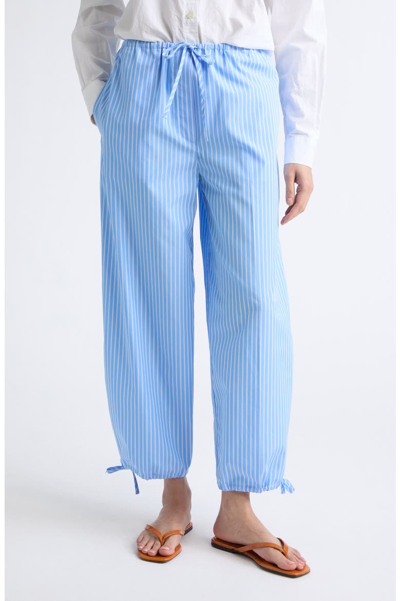 Stripe Organic Cotton Drawstring Trousers, Main, color, BLUE/ WHITE