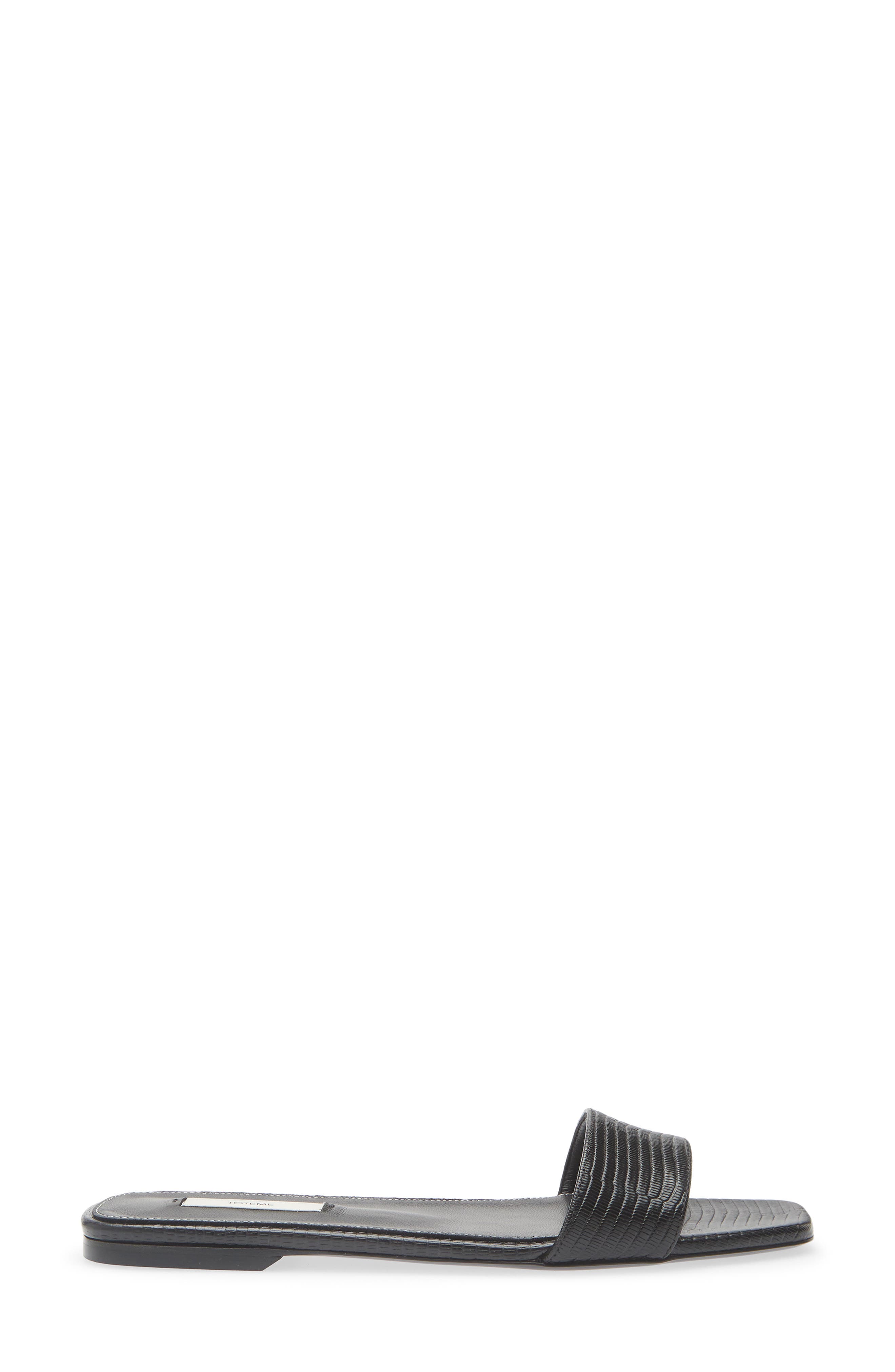 TOTEME Lizard Embossed Slide Sandal, Alternate, color, Black
