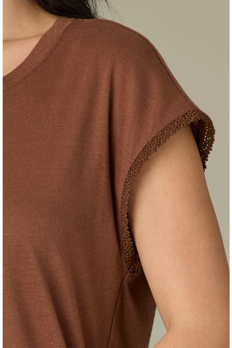 Crochet Cap Sleeve Tee, Alternate, color, UMB UMBER