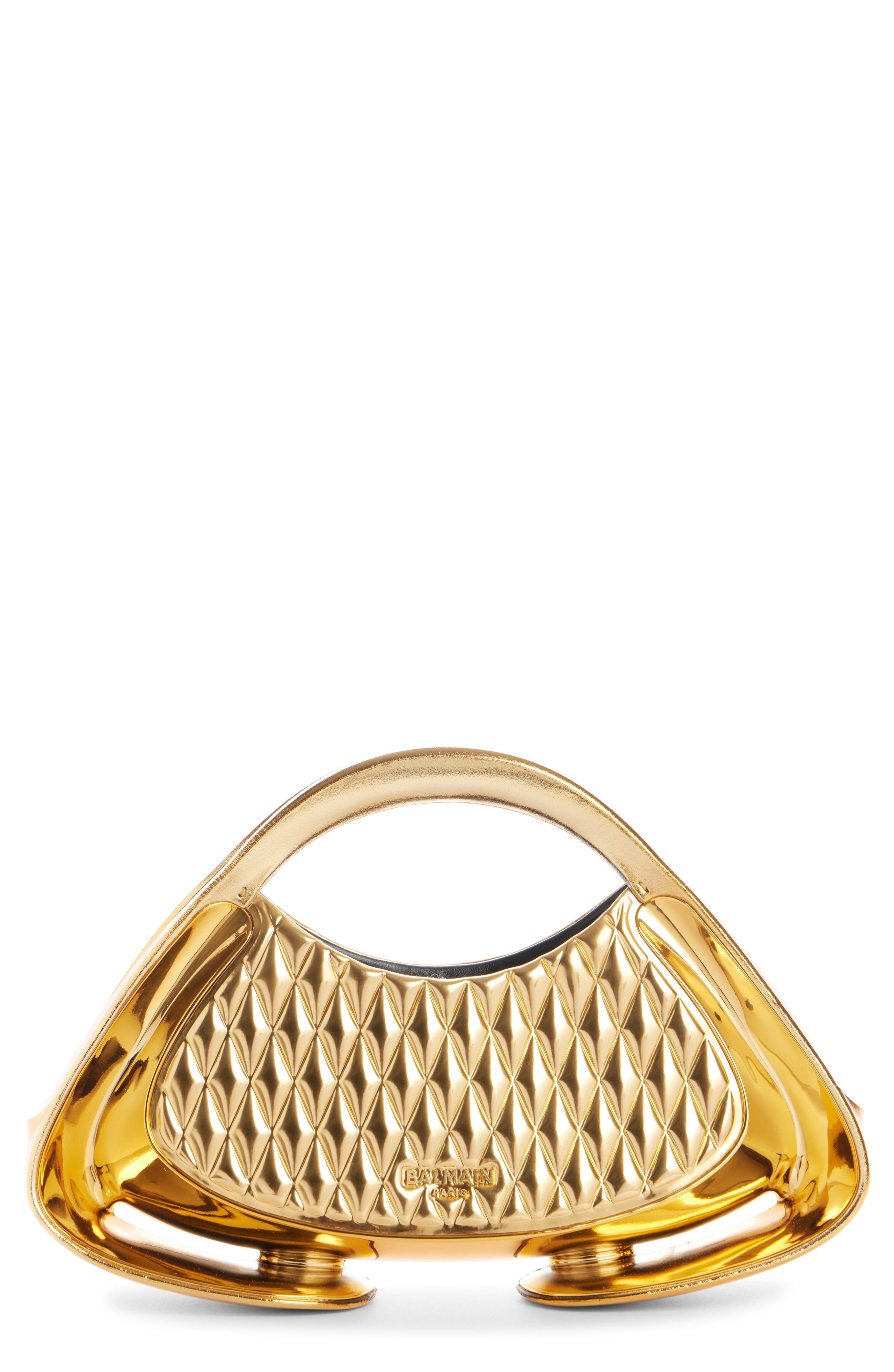 Balmain Medium Jolie Madame Quilted Faux Leather Top Handle Bag, Main, color, 