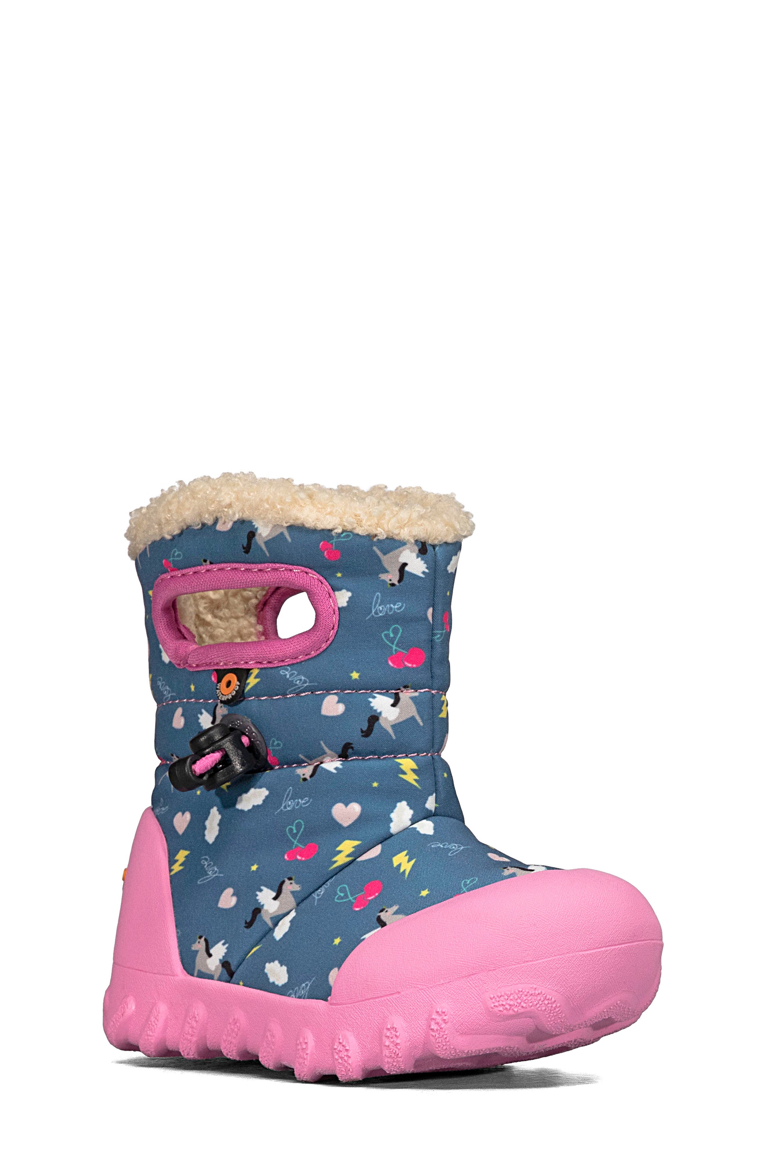 B-MOC Insulated Faux Fur Waterproof Boot, Main, color, DARK BLUE MULTI