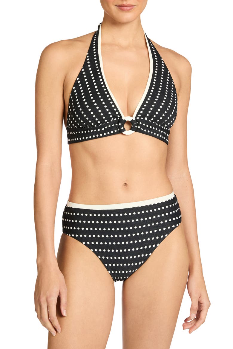 Millie High Waist Bikini Bottoms, Alternate, color, BLACK/ ECRU