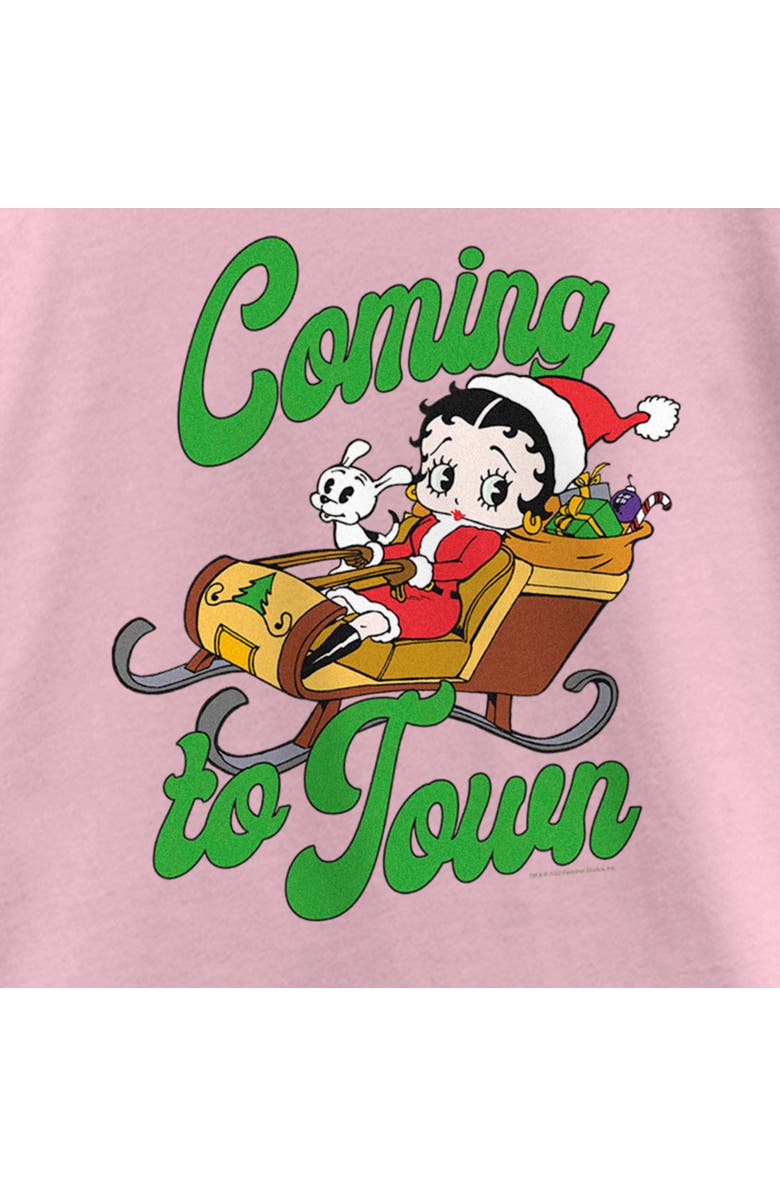 Betty Boop Girl's Betty Boop Christmas Coming to Town Pudgy  Graphic T-Shirt, Alternate, color, Light Pink