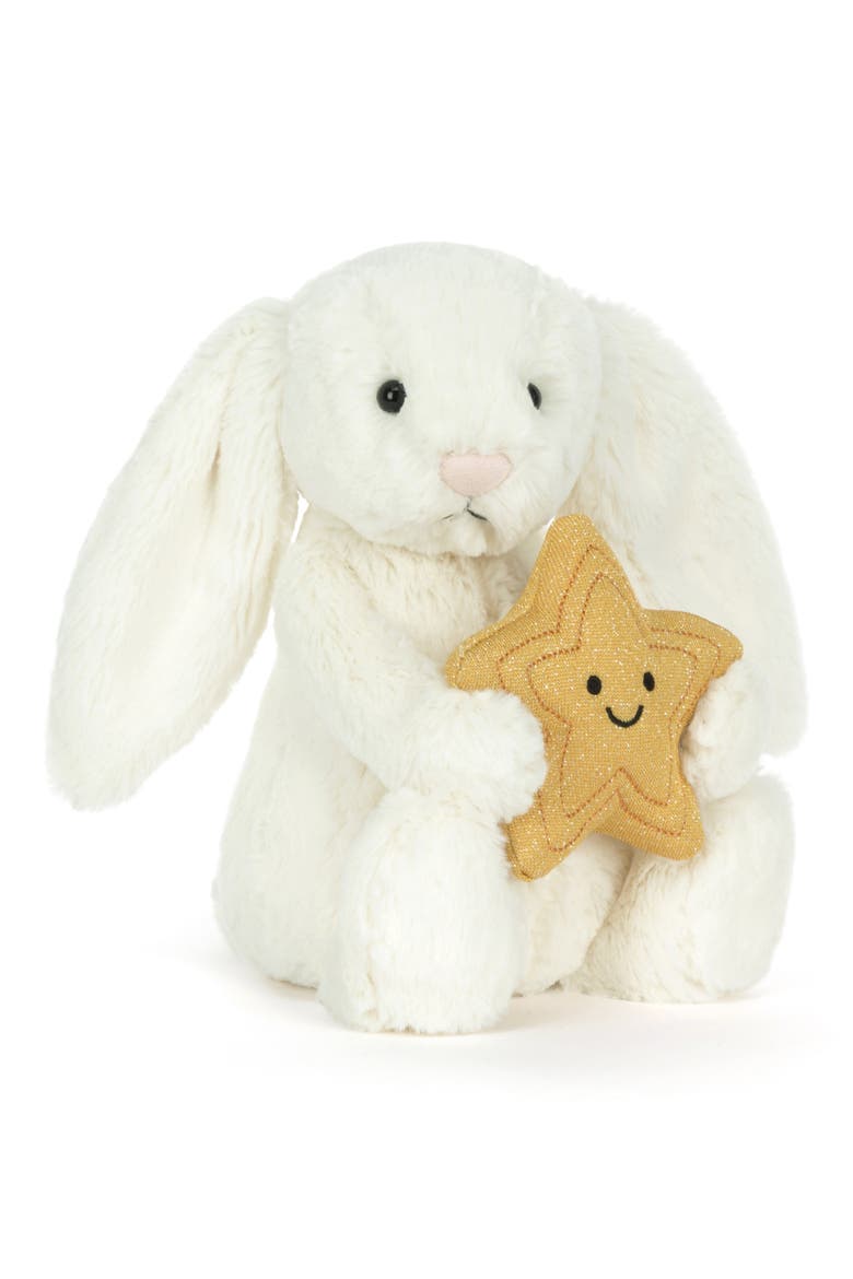 Bunny with Star Plushie, Alternate, color, WHITE