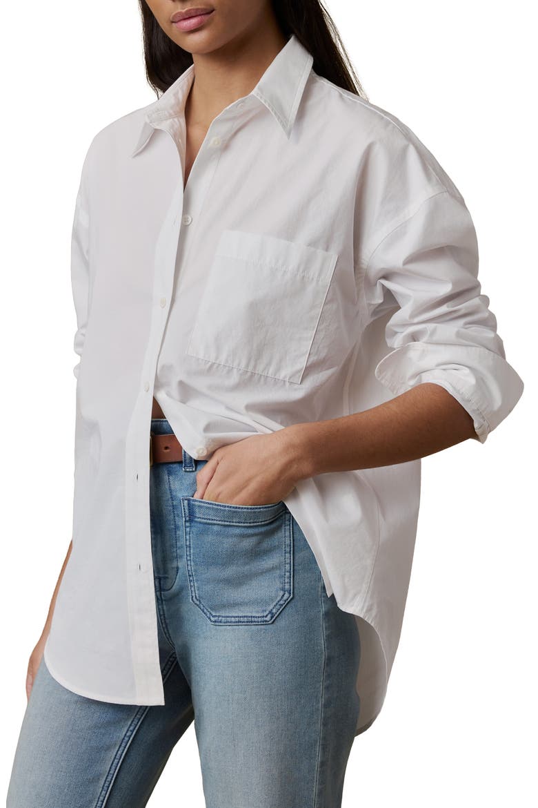 Coastal Relaxed Organic Cotton Button-Up Shirt, Alternate, color, WHITE