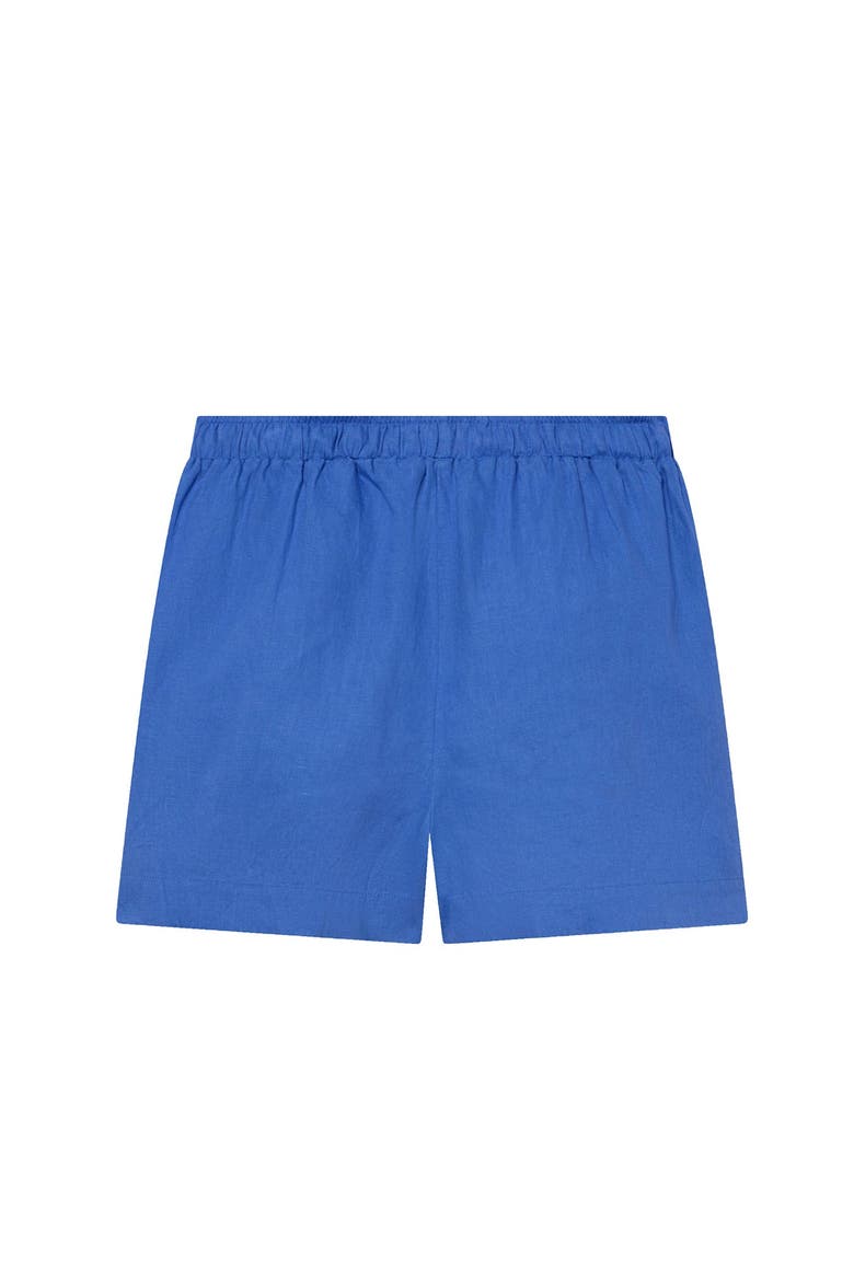 Linen Drawstring Shorts, Alternate, color, Blue