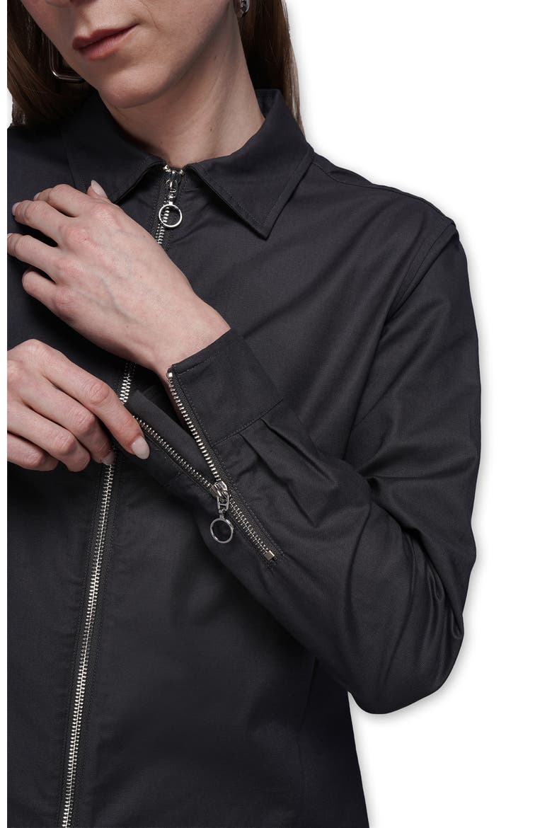 The Essential Long Sleeve Oxford Zip Up Shirt, Alternate, color, CHARCOAL