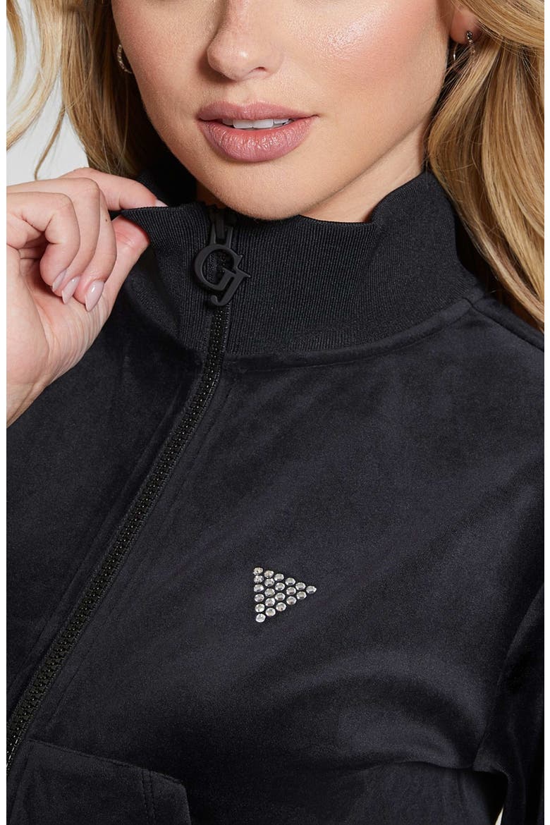 Couture Velour Zip-Up Sweatshirt, Alternate, color, BLACK-BLACK