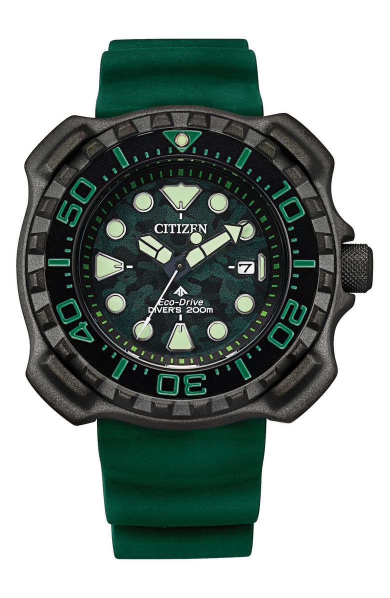 Citizen Promaster Dive Faux Leather Strap Watch, 46mm, Main, color, 