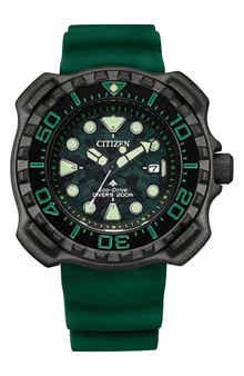 Citizen Promaster Dive Faux Leather Strap Watch, 46mm