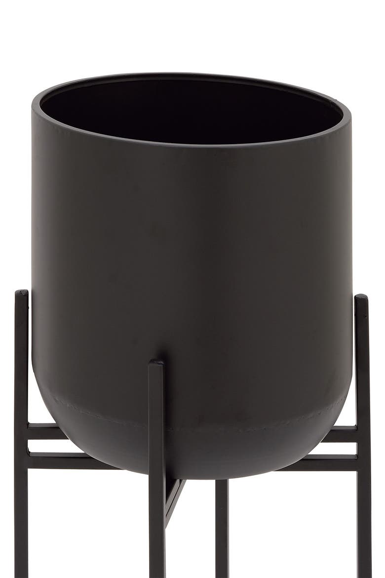 Black Metal Modern Planter with Removable Stand, Alternate, color, BLACK