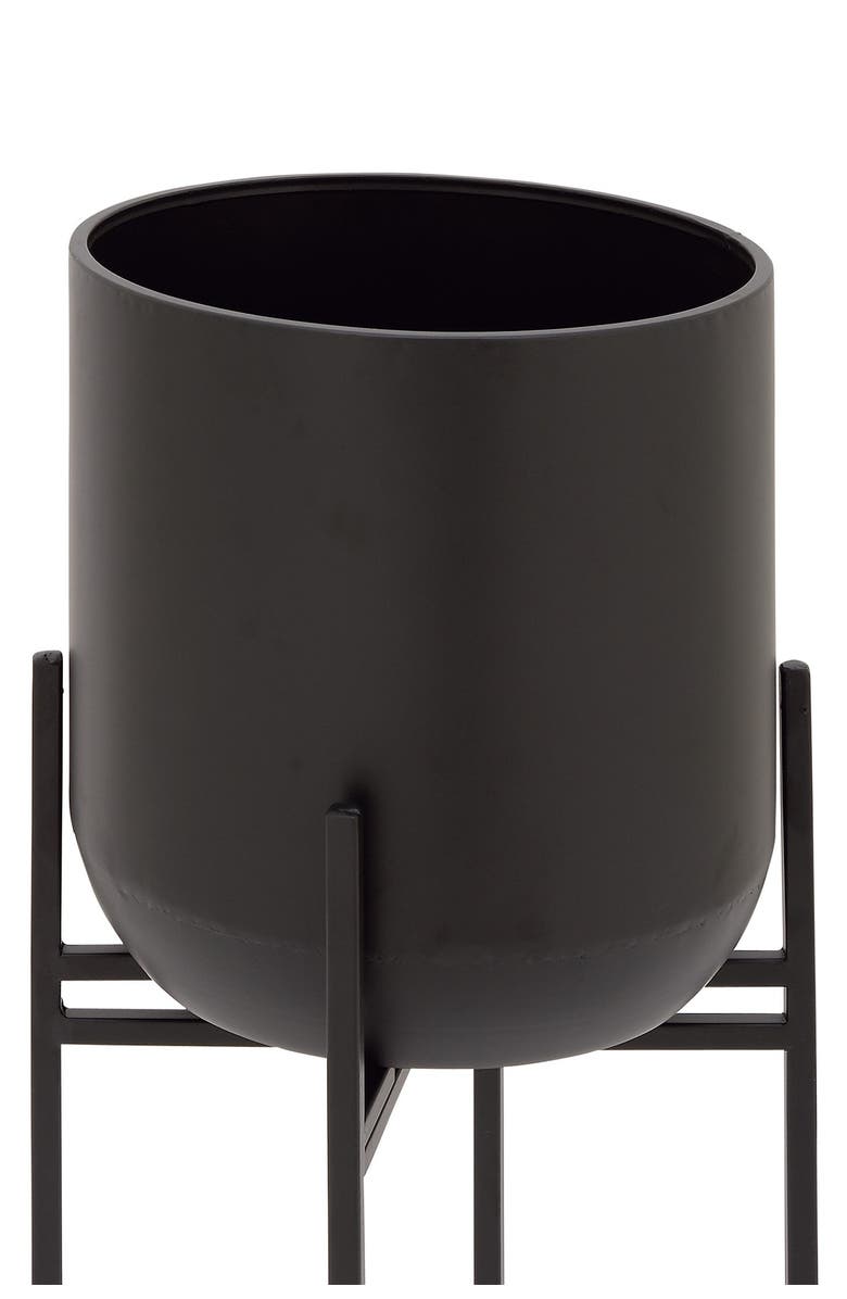 WILLOW ROW Black Metal Modern Planter with Removable Stand, Alternate, color, 