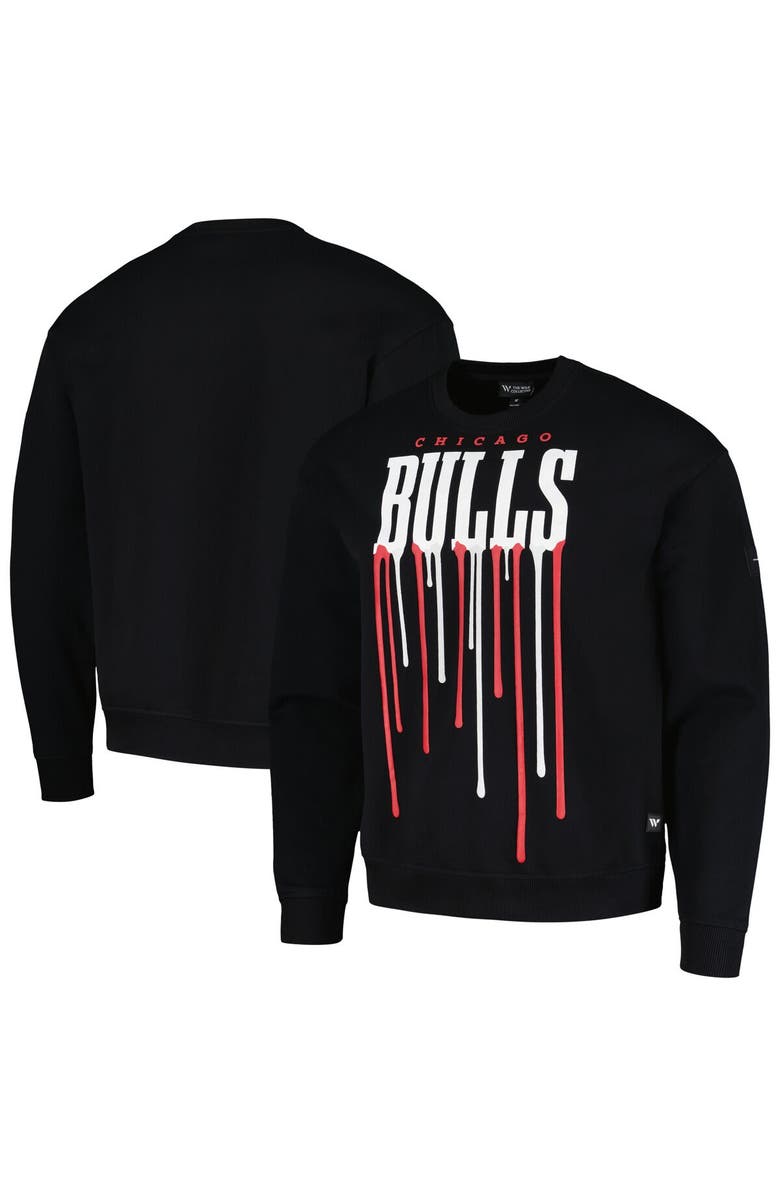 THE WILD COLLECTIVE Unisex The Wild Collective Black Chicago Bulls Drip Pullover Sweatshirt, Main, color, Black