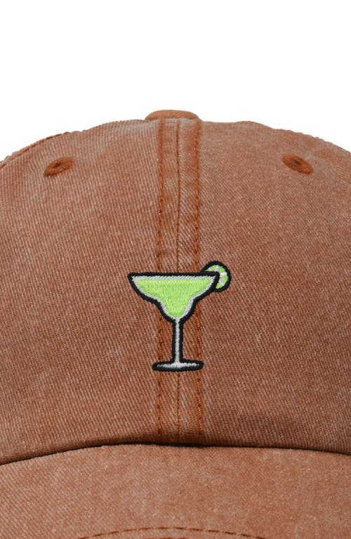 Dalix Margarita Embroidered Dad Hat In Washed Orange