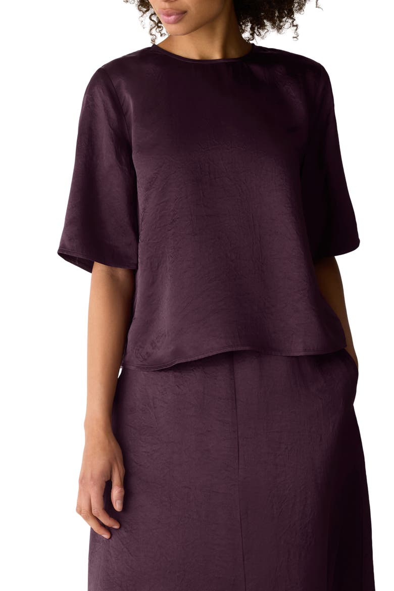 Round Neck Elbow Sleeve Top, Main, color, PURPLE CARROT