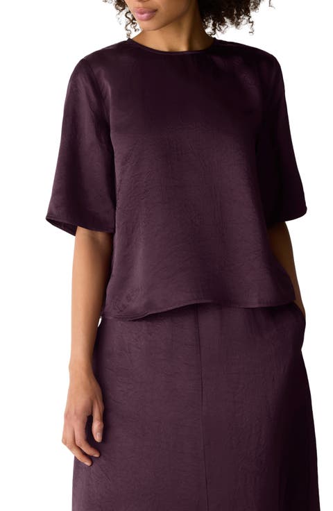 Round Neck Elbow Sleeve Top