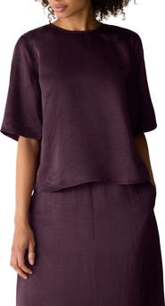 Eileen Fisher Round Neck Elbow Sleeve Top