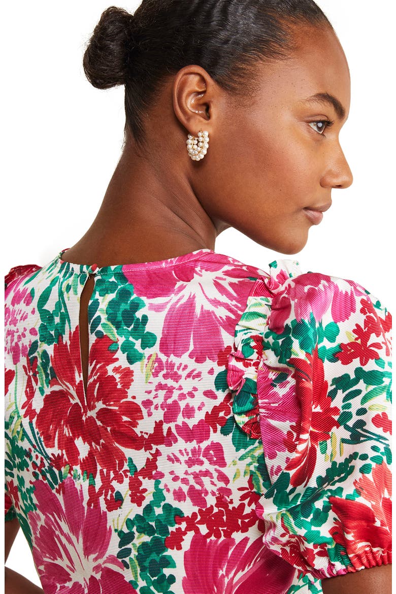 Brush Floral Print Puff Sleeve Top, Alternate, color, BRUSH FLORAL - MARSH