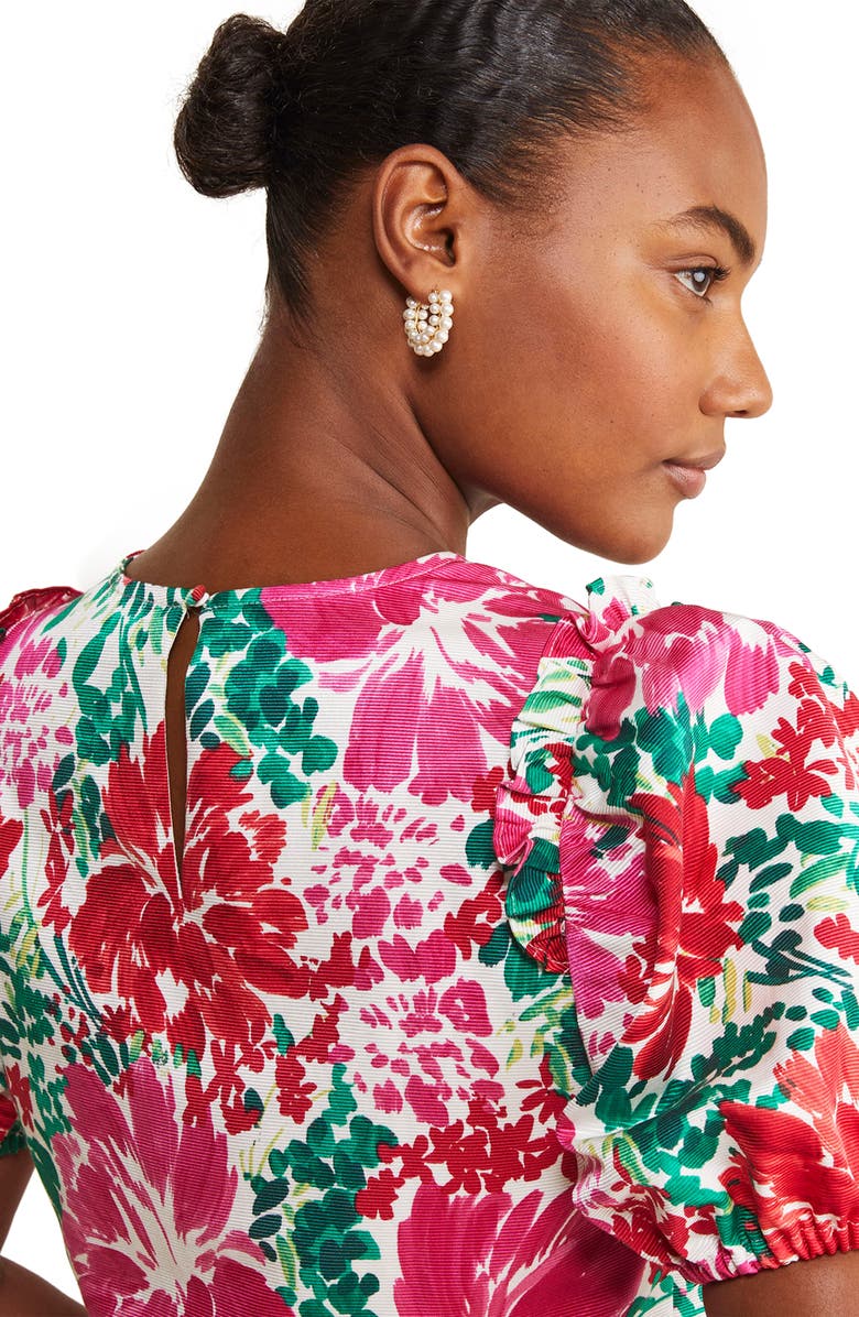 vineyard vines Brush Floral Print Puff Sleeve Top, Alternate, color, Brush Floral - Marsh