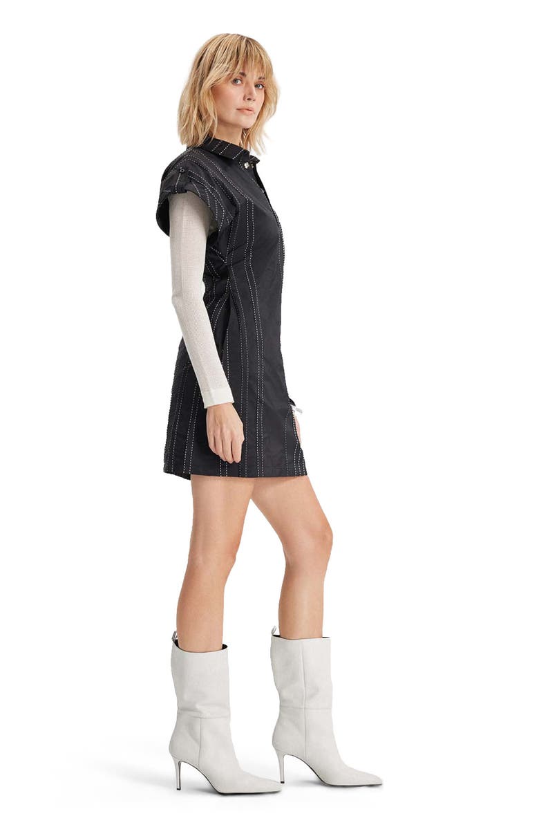 THEO The Label Theia Striped Taffeta Camp Dress, Alternate, color, Black