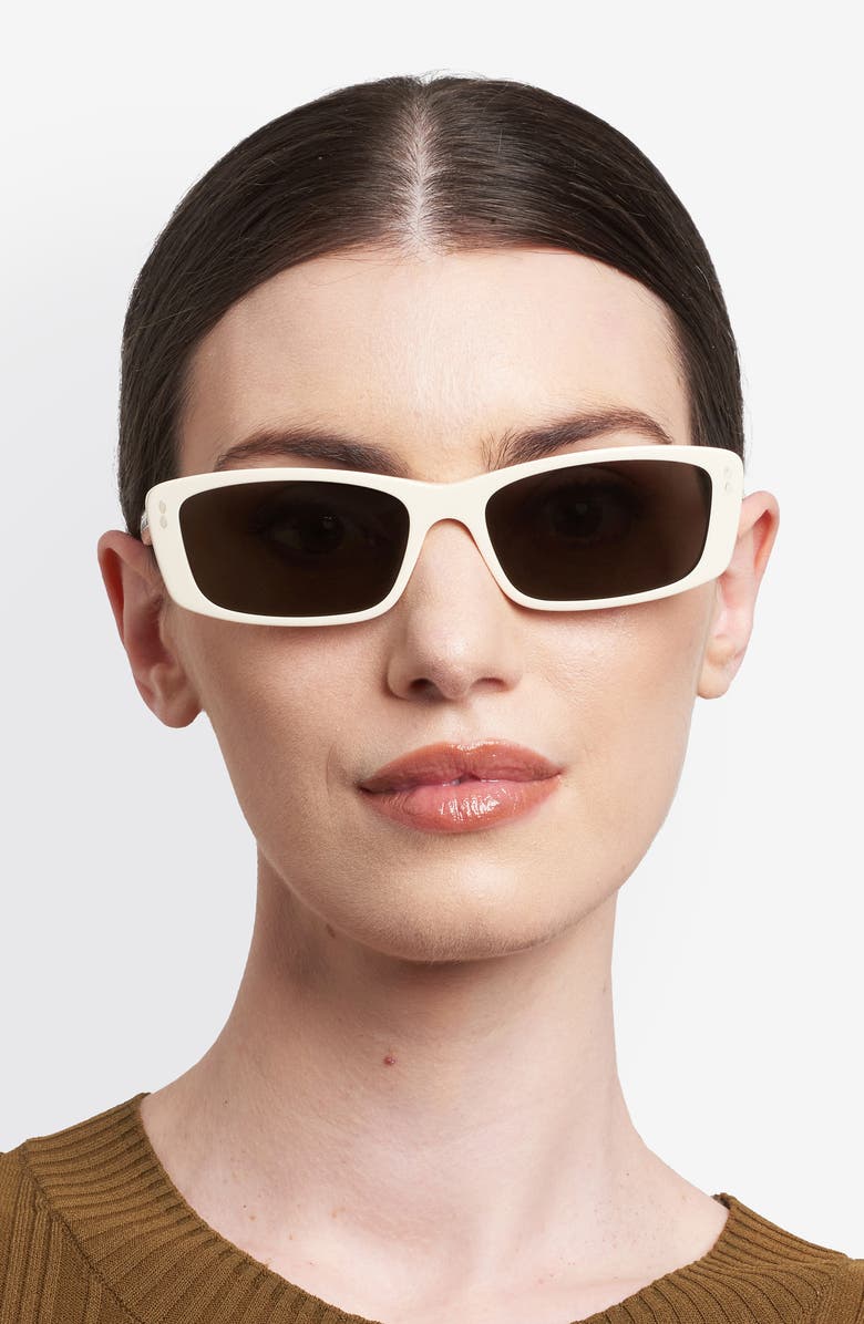 Isabel Marant 57mm Rectangular Sunglasses, Alternate, color, Beige/ Grey