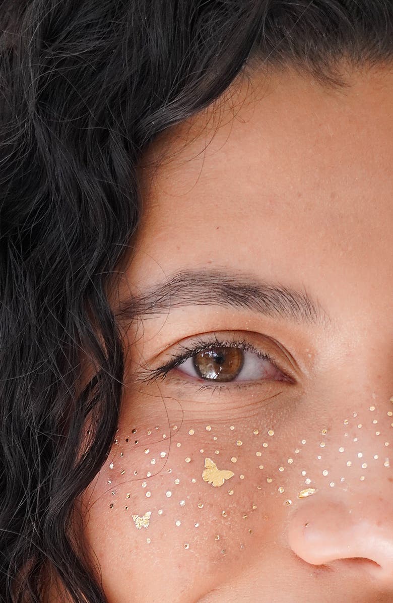 Sunshine & Glitter Kids' Butterfly Kisses Temporary Tattoos, Alternate, color, Gold