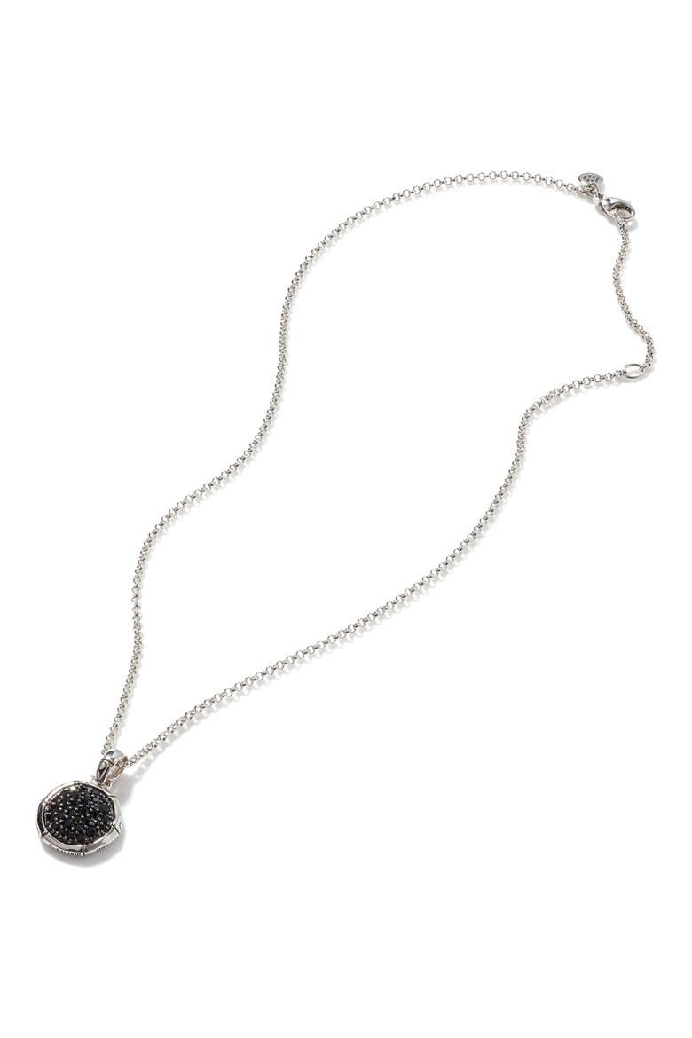 'Bamboo' Small Round Pendant Necklace, Alternate, color, BLACK