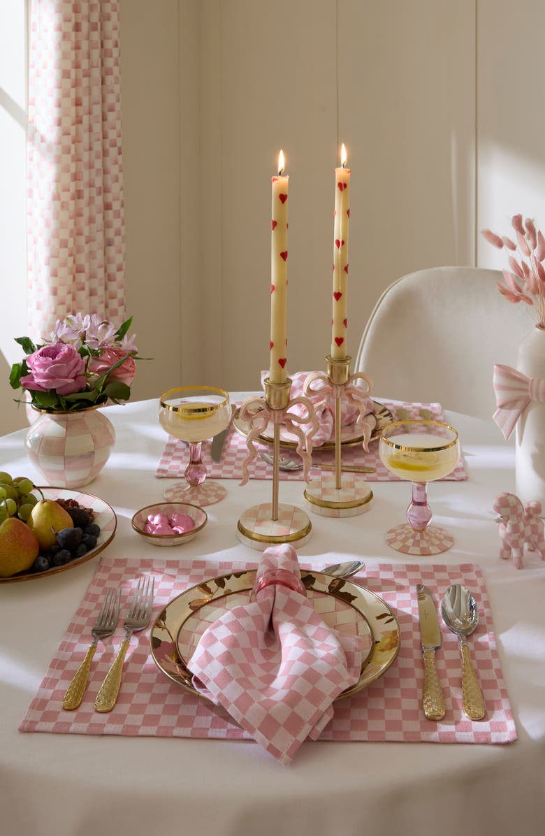 MACKENZIE CHILDS Pink Check Set of 4 Placemats, Alternate, color, Pink