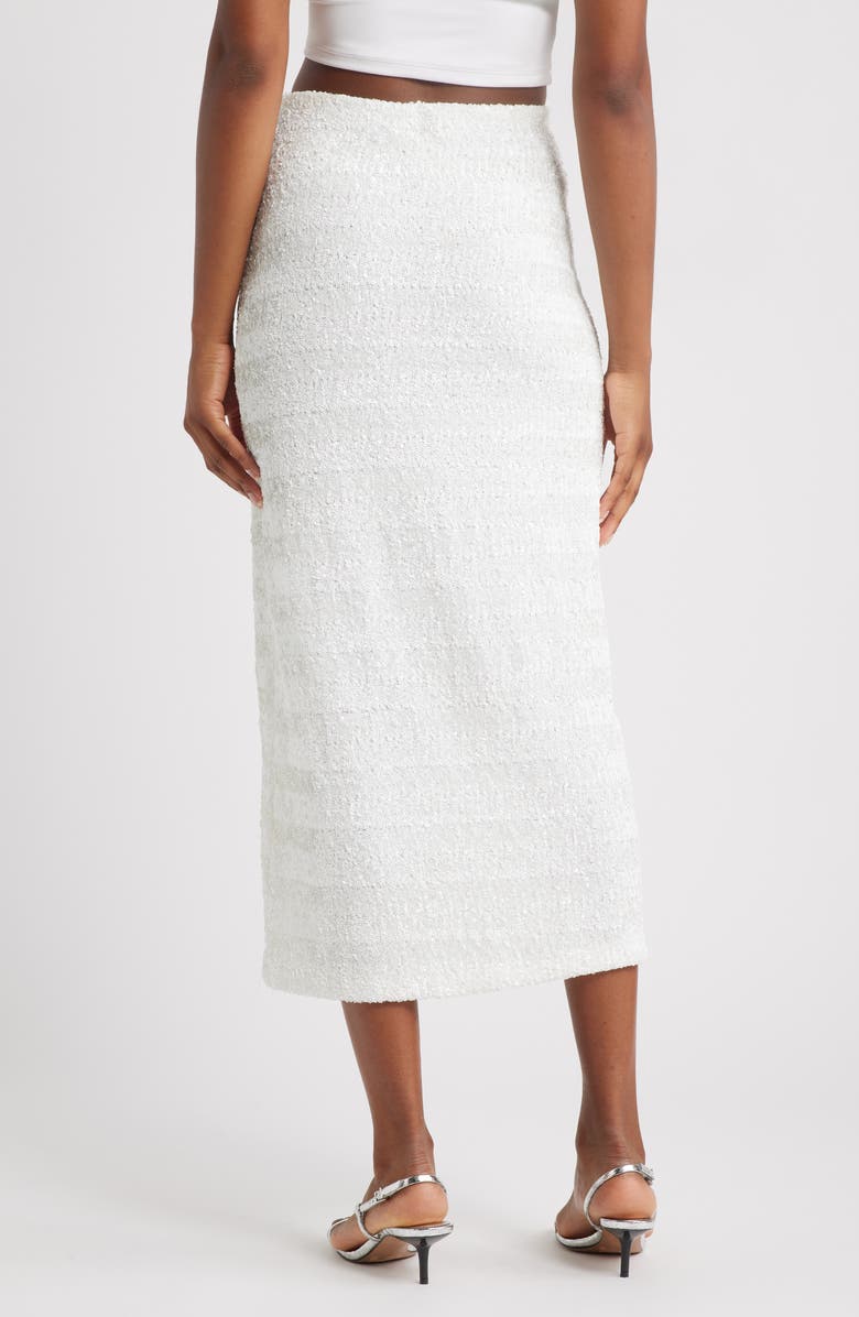 Topshop Sequin Midi Skirt, Alternate, color, White