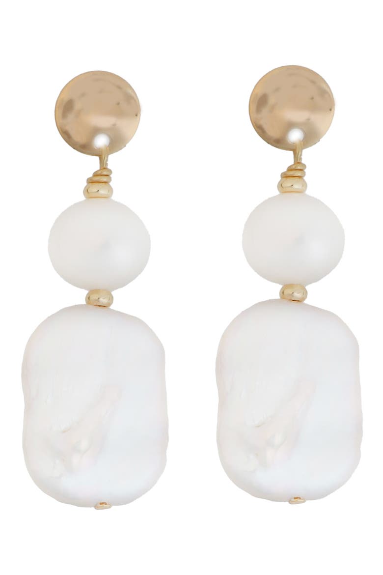 Genuine Pearl Drop Earrings, Main, color, WHITE